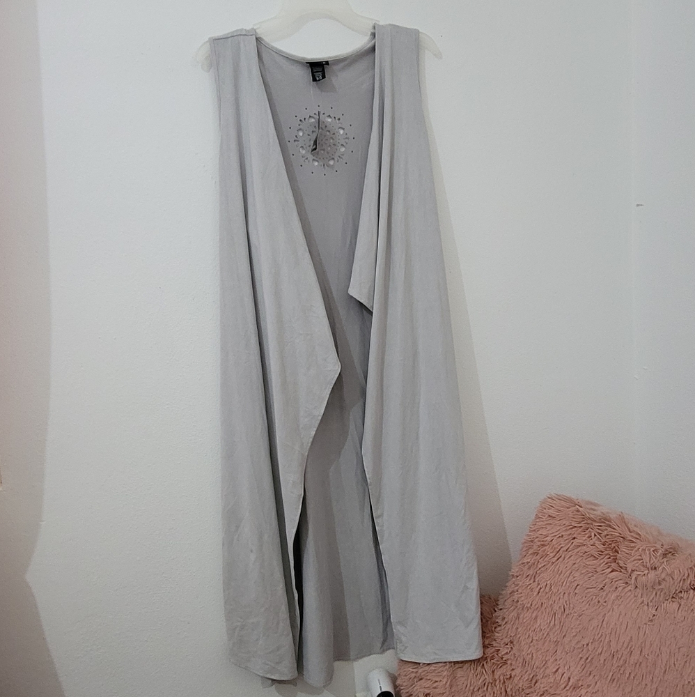 Perforated Faux Suede Drape Vest